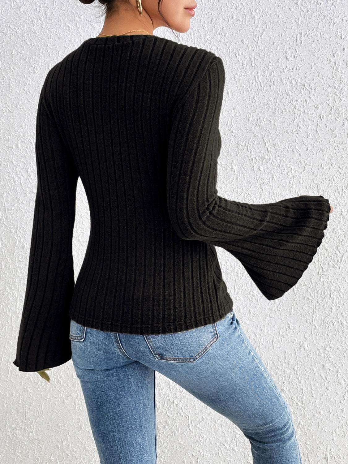 Honey Round Neck Flare Sleeve T-Shirt - Lojy Shop