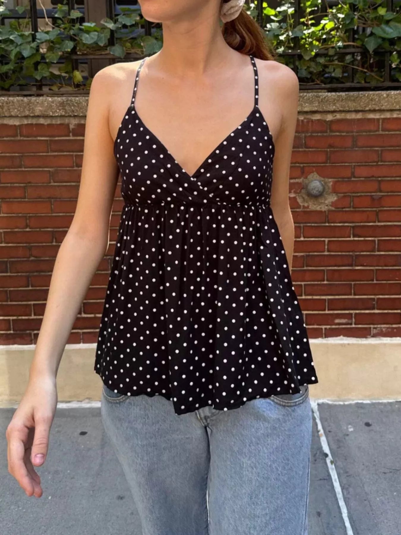 Polka Dot V-Neck Flowy Cami