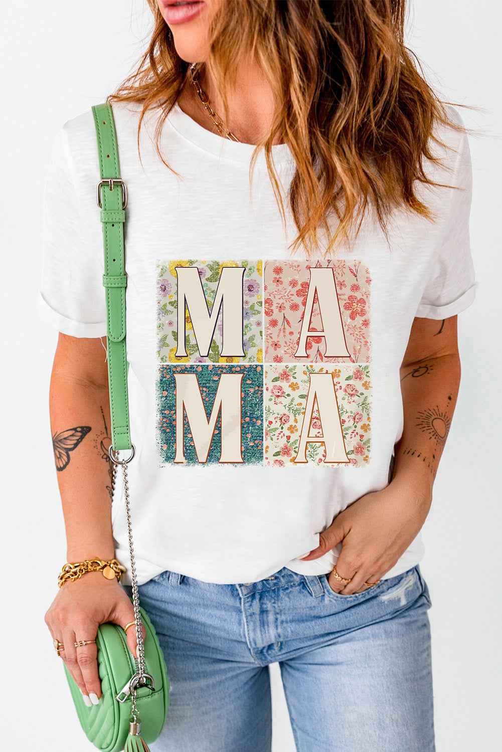 MAMA Round Neck Short Sleeve T-Shirt - Lojy Shop