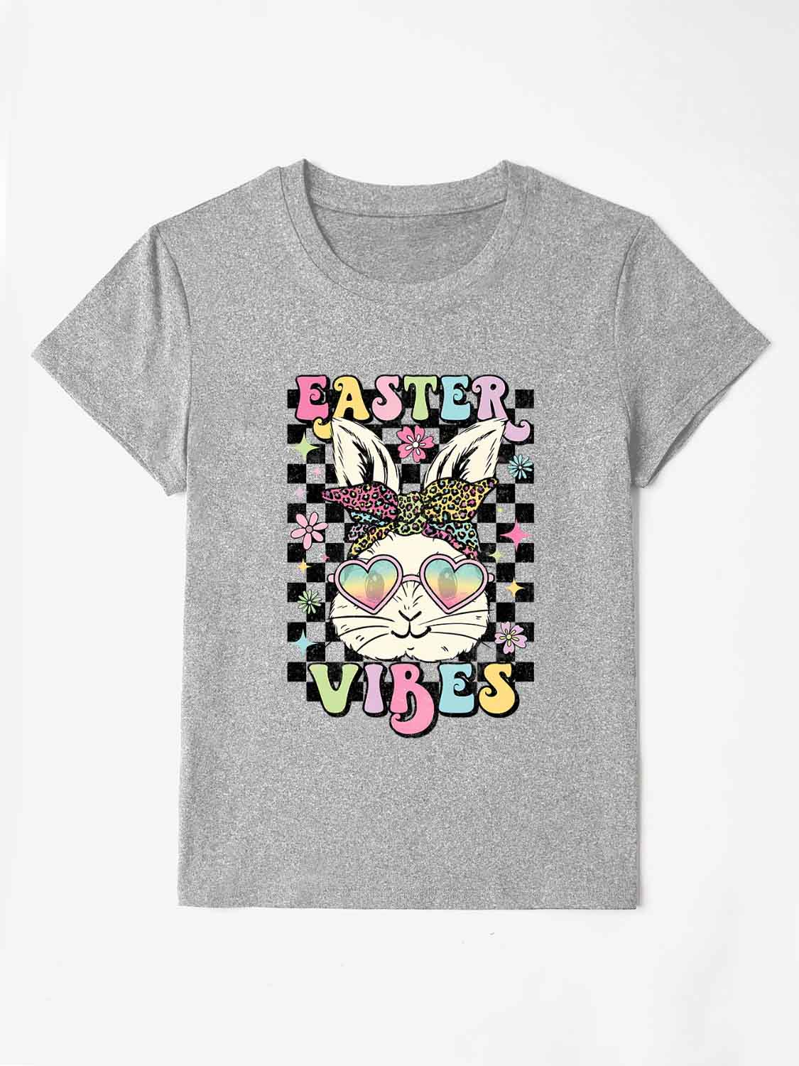 EASTER VIBES Round Neck Short Sleeve T-Shirt - Lojy Shop