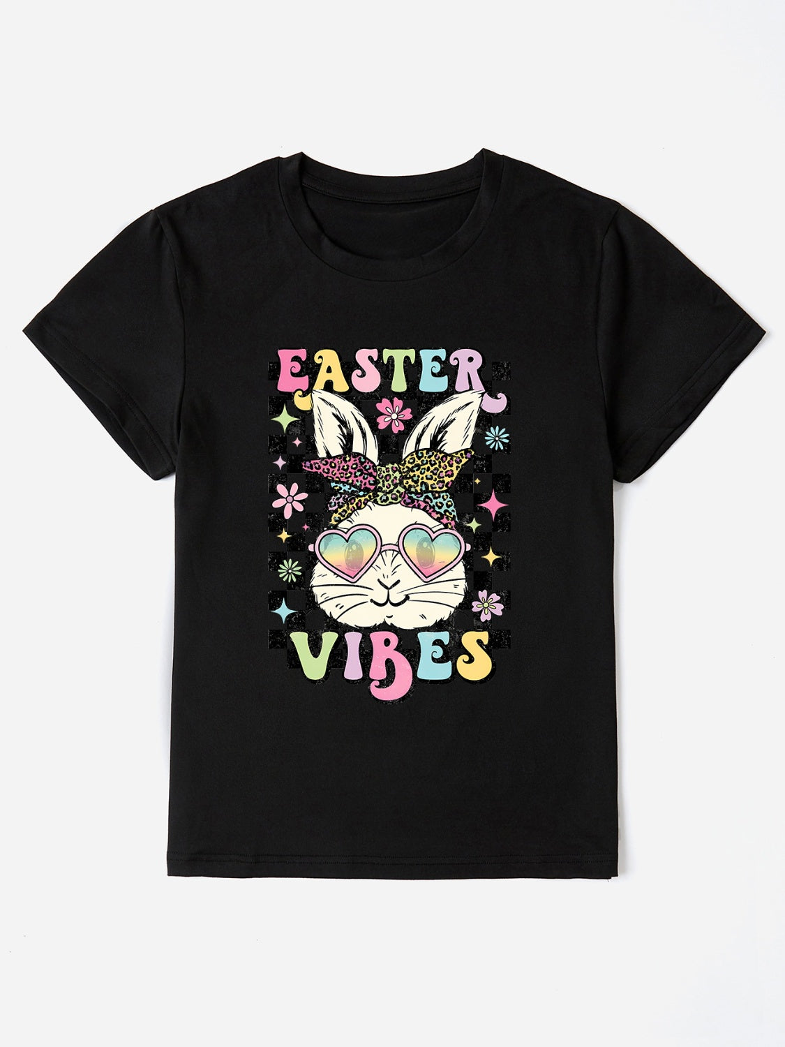 EASTER VIBES Round Neck Short Sleeve T-Shirt - Lojy Shop