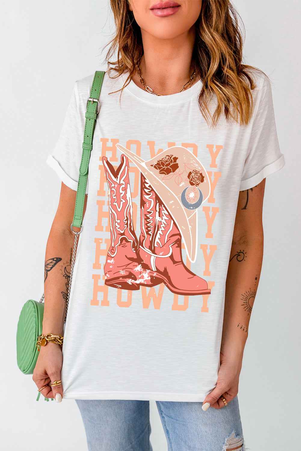 Graphic Round Neck Short Sleeve T-Shirt - Lojy Shop