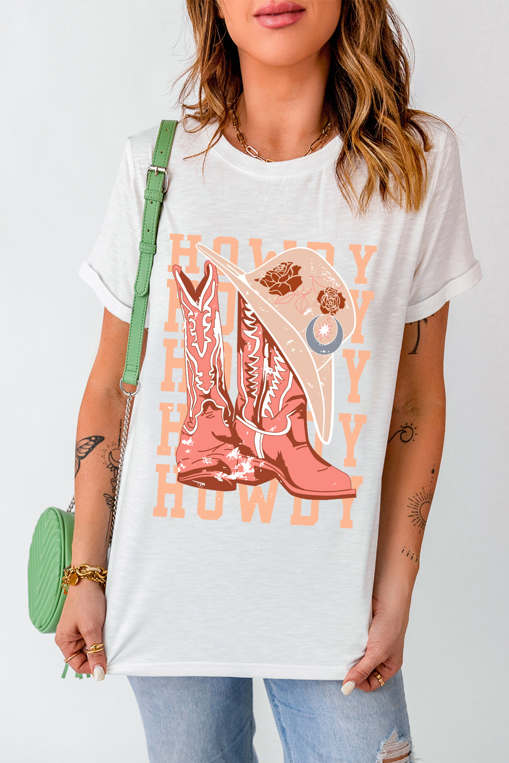 Graphic Round Neck Short Sleeve T-Shirt - Lojy Shop