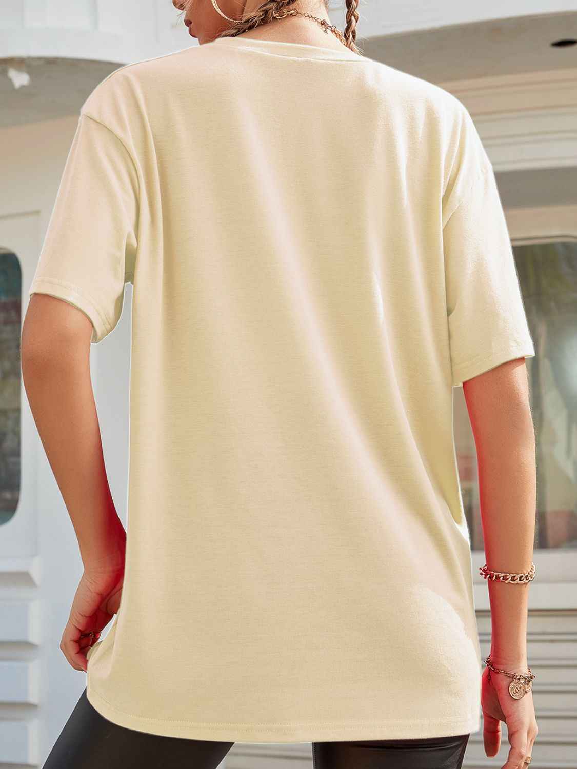 Graphic Round Neck Half Sleeve T-Shirt - Lojy Shop
