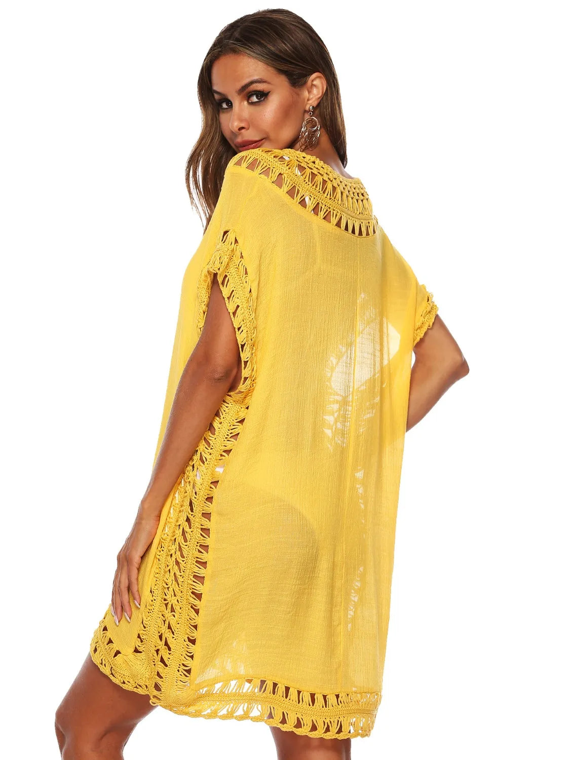 Bohemian Crochet Trim Beach Cover Up Dress