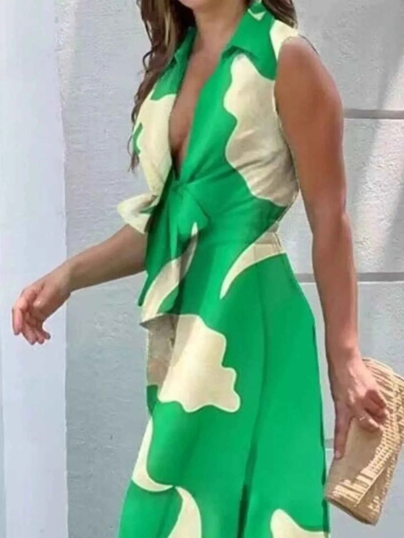 Tie Front Sleeveless Maxi Dress