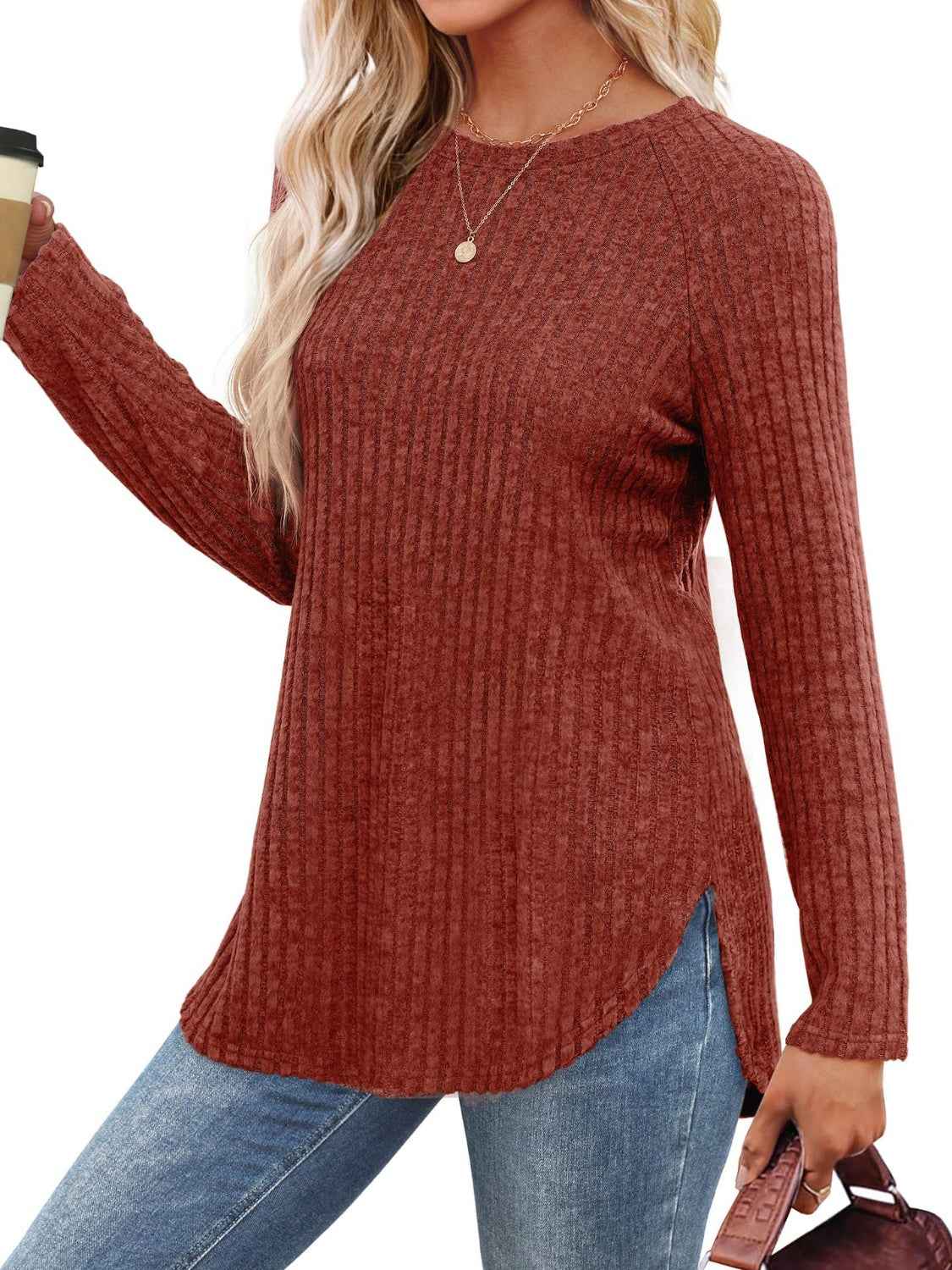 Round Neck Raglan Sleeve T-Shirt - Lojy Shop