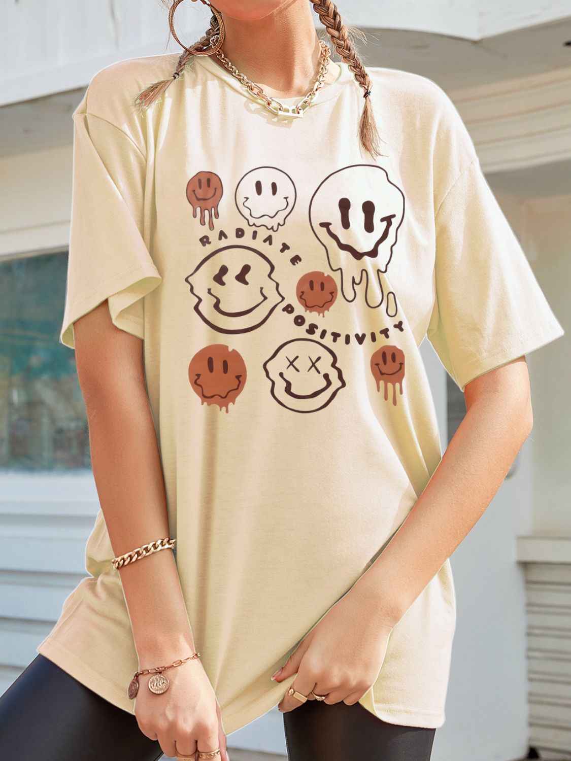 Graphic Round Neck Half Sleeve T-Shirt - Lojy Shop
