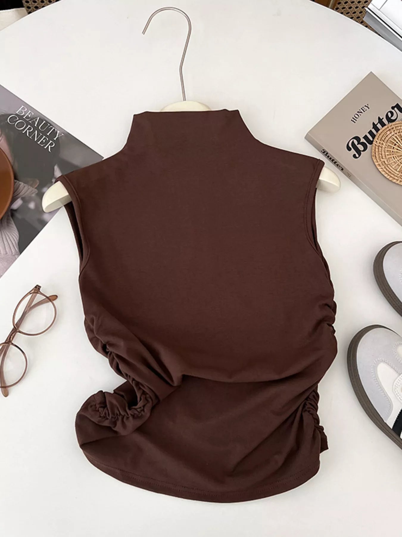 Ruched Mock Neck Tank