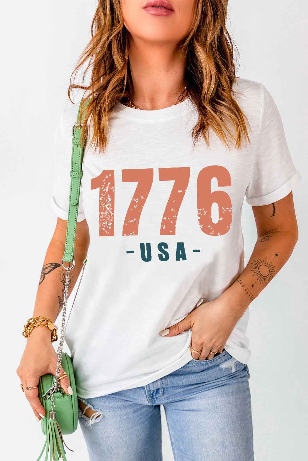 Graphic Round Neck Short Sleeve T-Shirt - Lojy Shop
