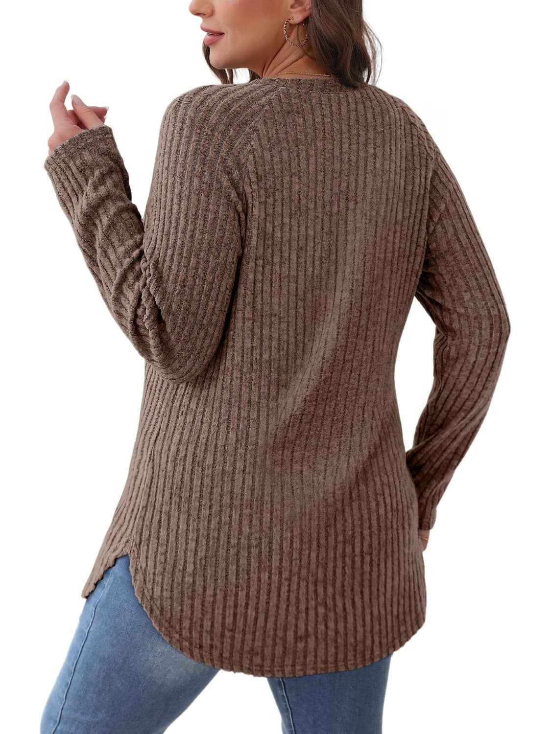 Round Neck Raglan Sleeve T-Shirt - Lojy Shop