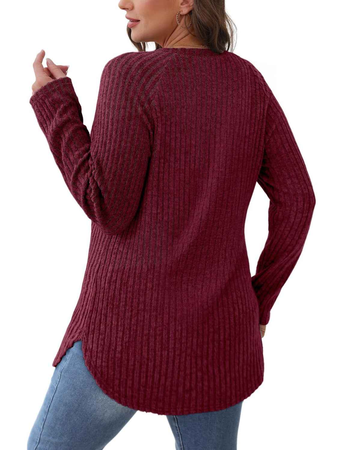 Round Neck Raglan Sleeve T-Shirt - Lojy Shop