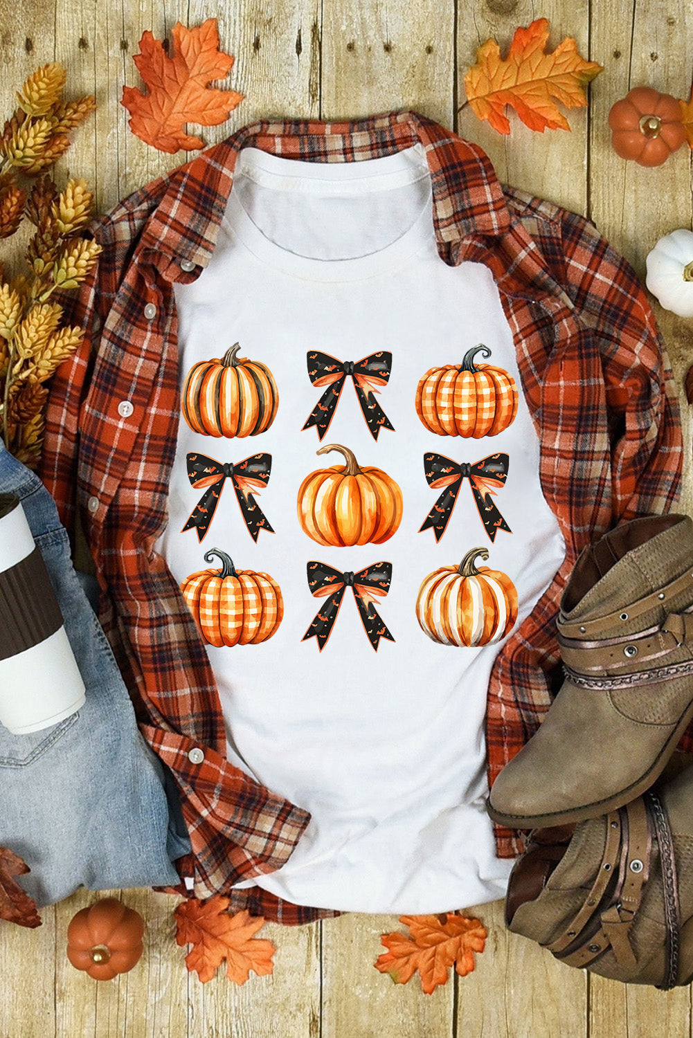 Pumpkin Round Neck Short Sleeve T-Shirt - Lojy Shop