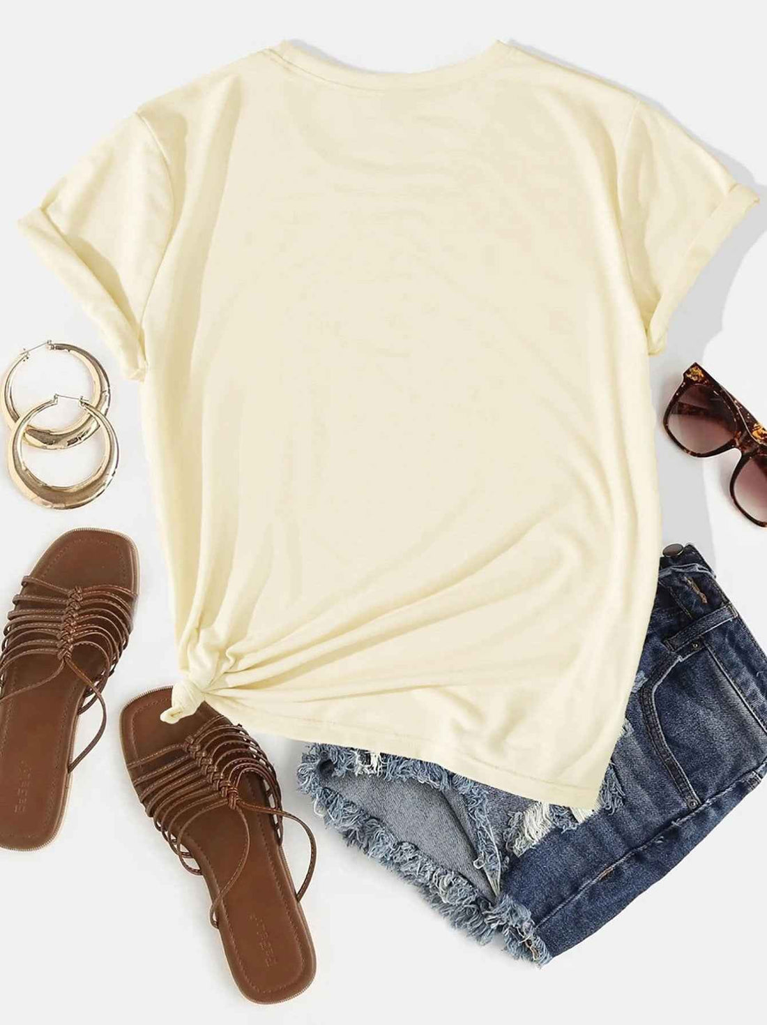 Graphic Round Neck Short Sleeve T-Shirt - Lojy Shop