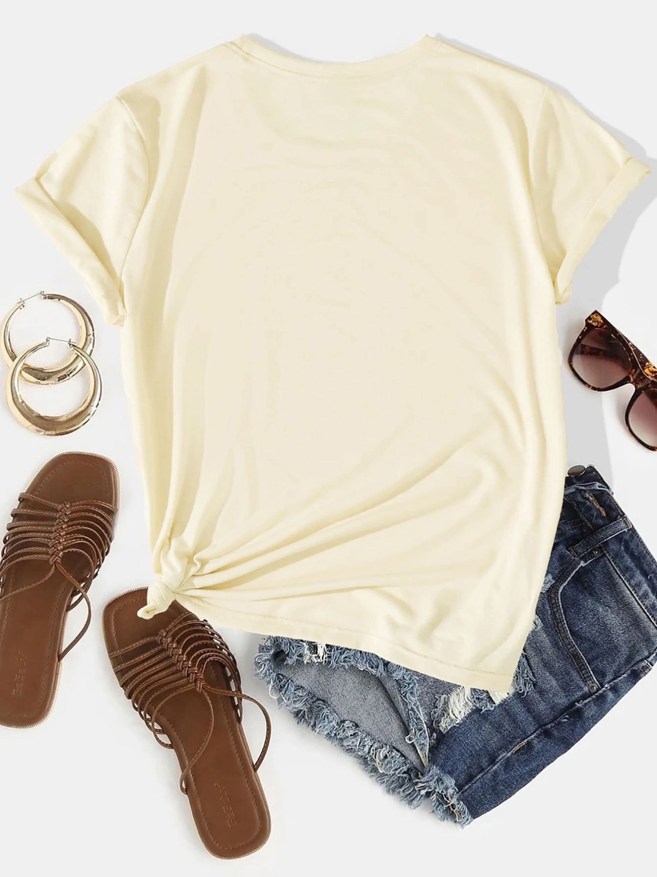 Graphic Round Neck Short Sleeve T-Shirt - Lojy Shop