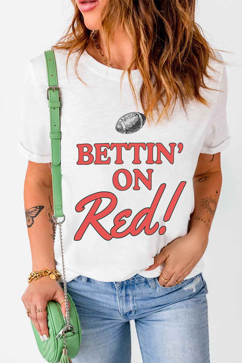 Letter Graphic Round Neck Short Sleeve T-Shirt - Lojy Shop