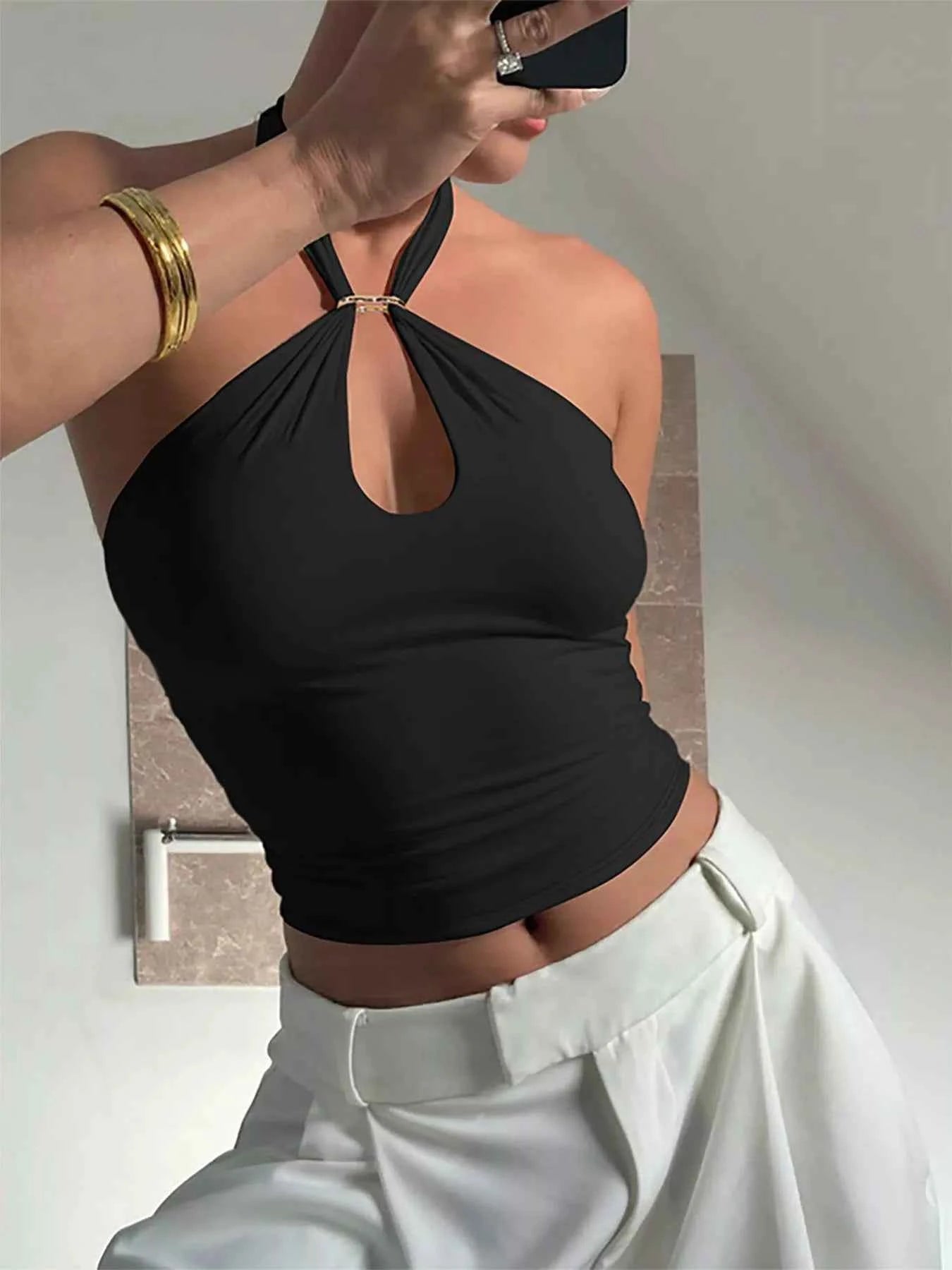 Halter Neck Cami with Keyhole Detail