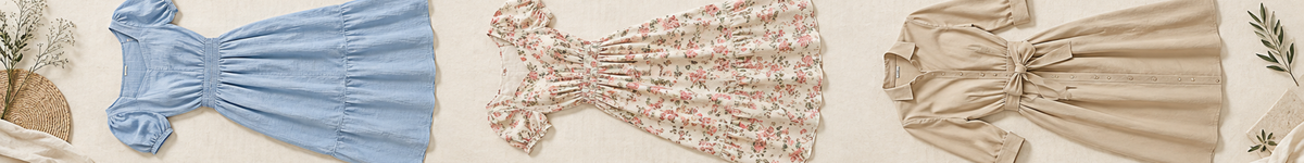 Blue, floral and beige casual dresses at LOJY SHOP