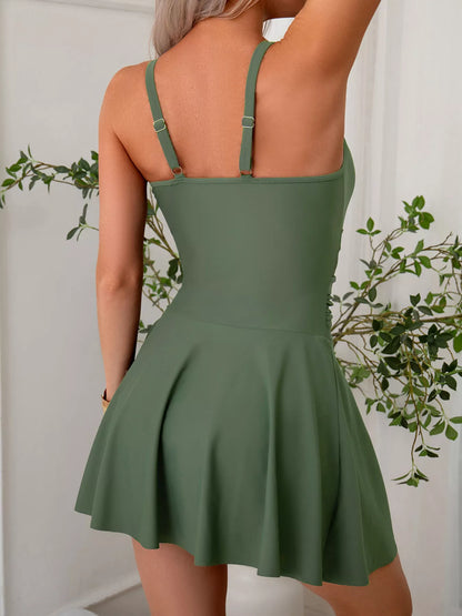 Mesh Panel Scoop Neck One-Piece Swimsuit