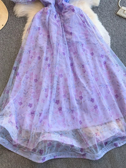 Sweetheart Neck Puff Sleeve Dress