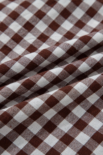 Gingham Zip-Front Midi Dress