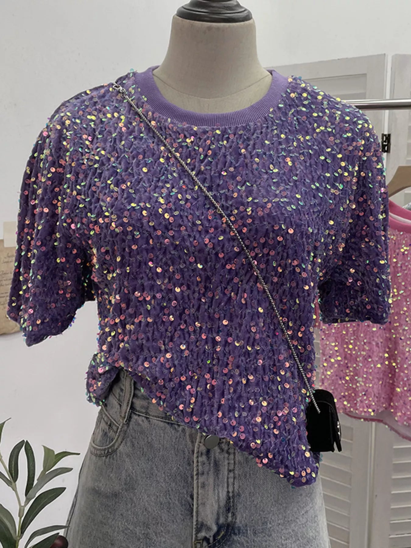 Sequin Short Sleeve T-Shirt