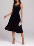 Round Neck Sleeveless Velvet A-Line Midi Dress