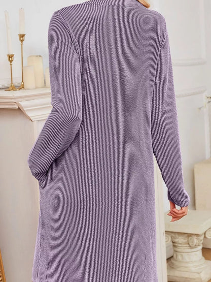 Casual Ribbed Knit Long Sleeve Dress