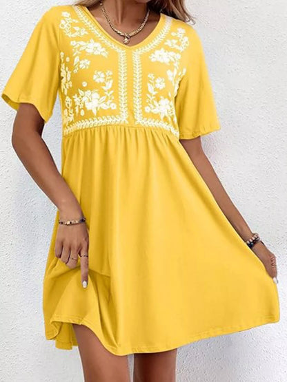 Floral V-Neck Mini Dress