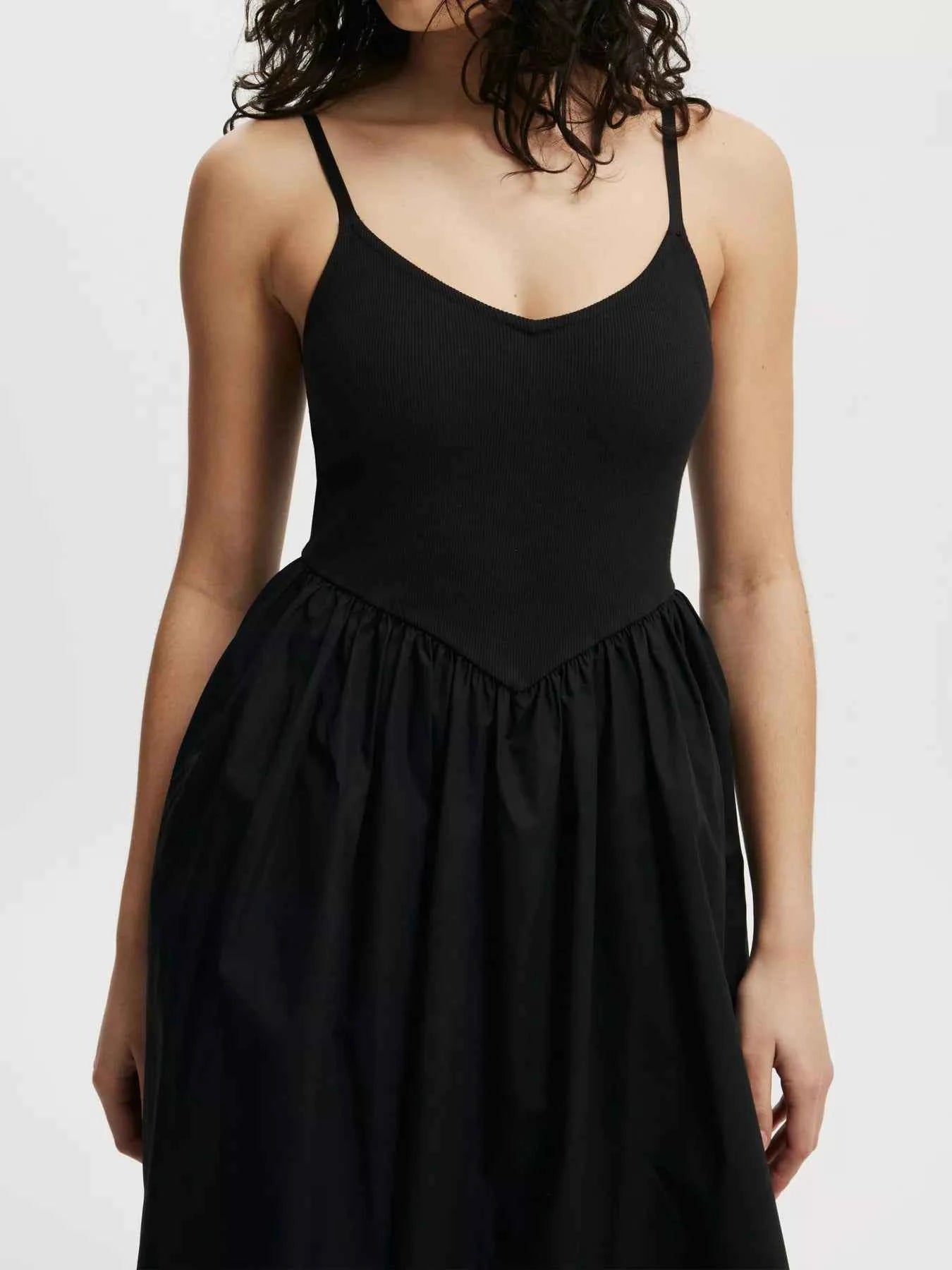 Spaghetti Strap Midi Dress with Pockets