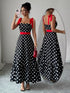 Polka Dot Tie Strap Maxi Dress
