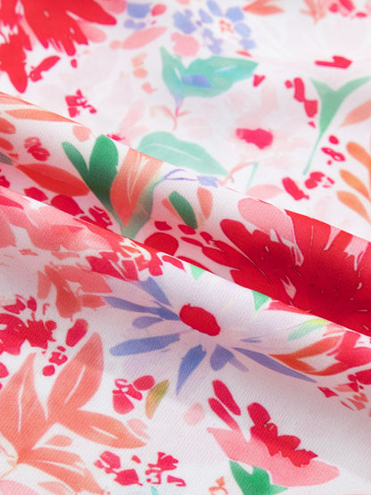 Floral Print Tie-Shoulder Midi Dress