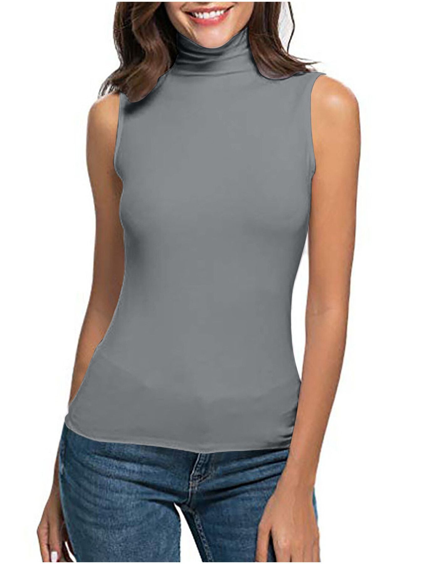 Sleeveless Turtleneck Slim Fit T-Shirt