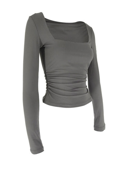 Square Neck Slim Fit Long Sleeve T-Shirt