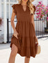 Ruffled Notched Tiered Midi Dress