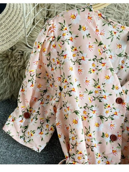 Floral Print V-Neck Midi Dress