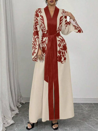 Printed Tie Waist Maxi Dress