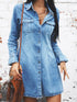 Button Front Long Sleeve Denim Dress
