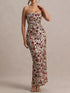 Slit Floral Sequin Bodycon Maxi Dress