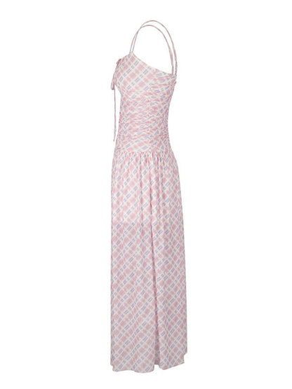 Plaid Spaghetti Strap Maxi Dress