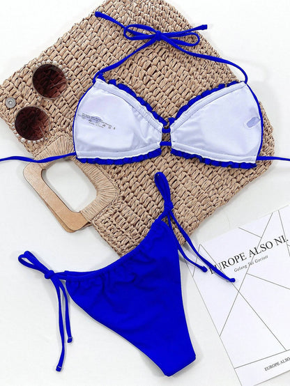 Frill Trill Halter Neck Bikini Set