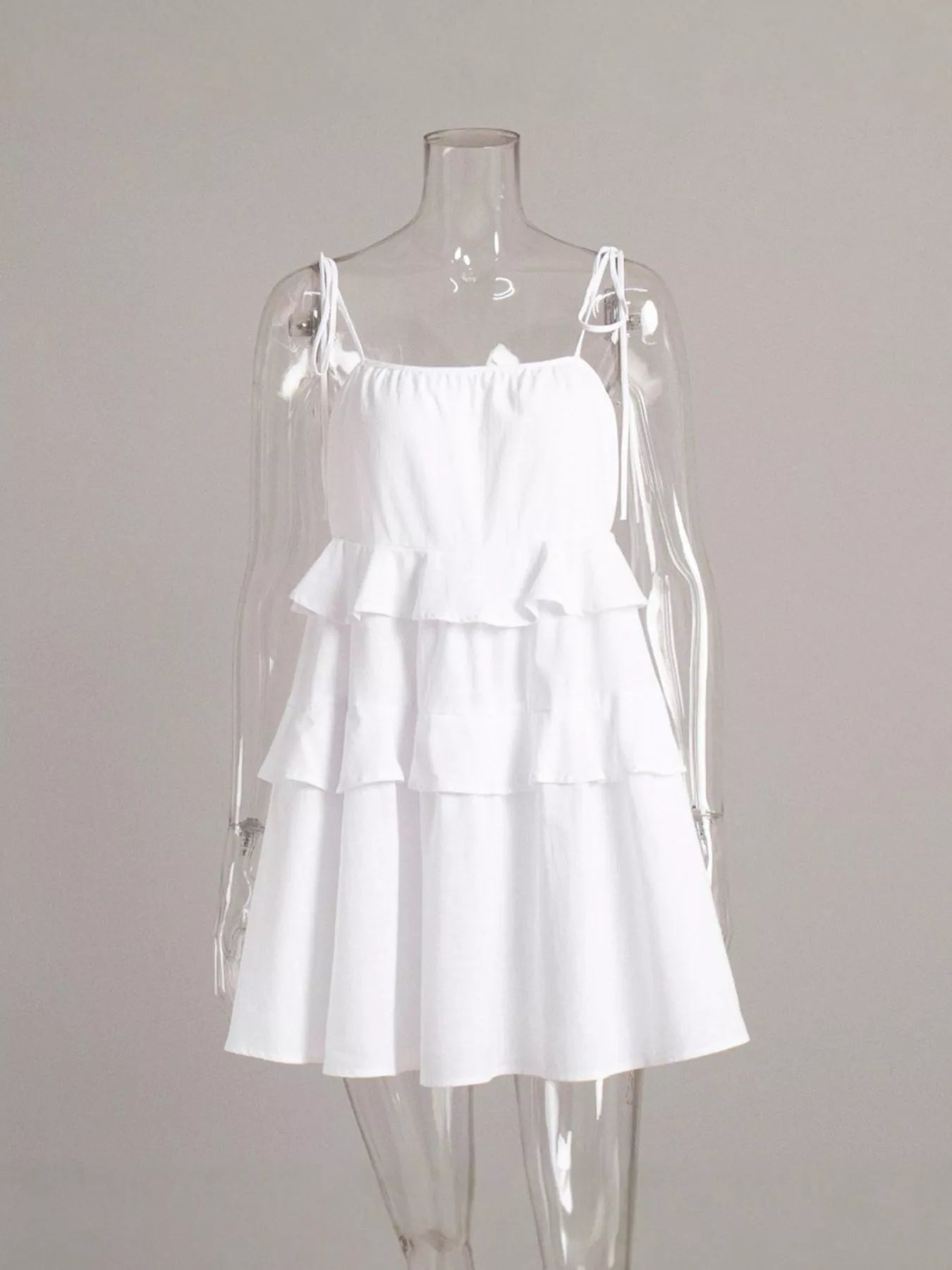 Ruffled Tie Shoulder Mini Dress