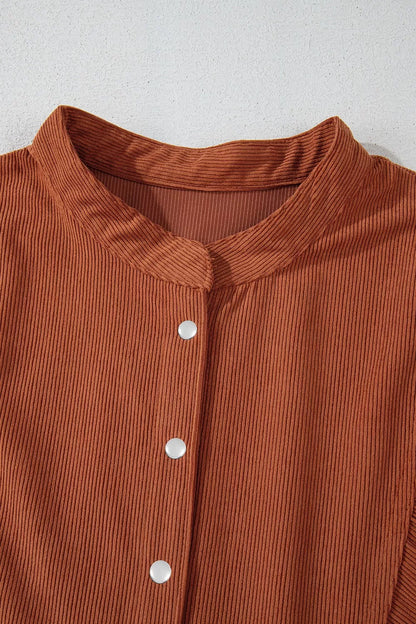 Corduroy Button-Down Babydoll Dress