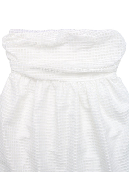 Grid Pattern Strapless Mini Dress
