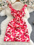 Floral Print Ruffle Trim Mini Dress