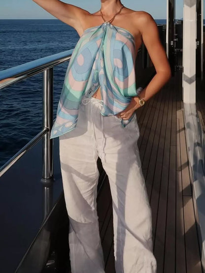 Printed Halter Neck Cami