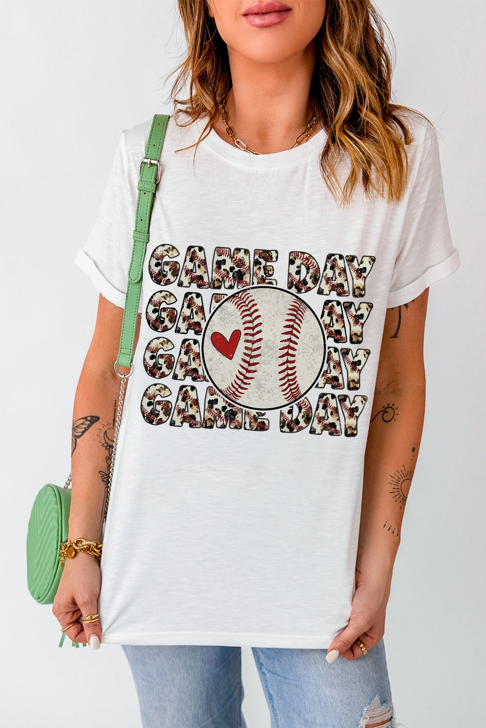 GAME DAY Round Neck Short Sleeve T-Shirt - Lojy Shop