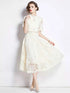 Full Size Lace Short Sleeve Midi Dress Plus Size