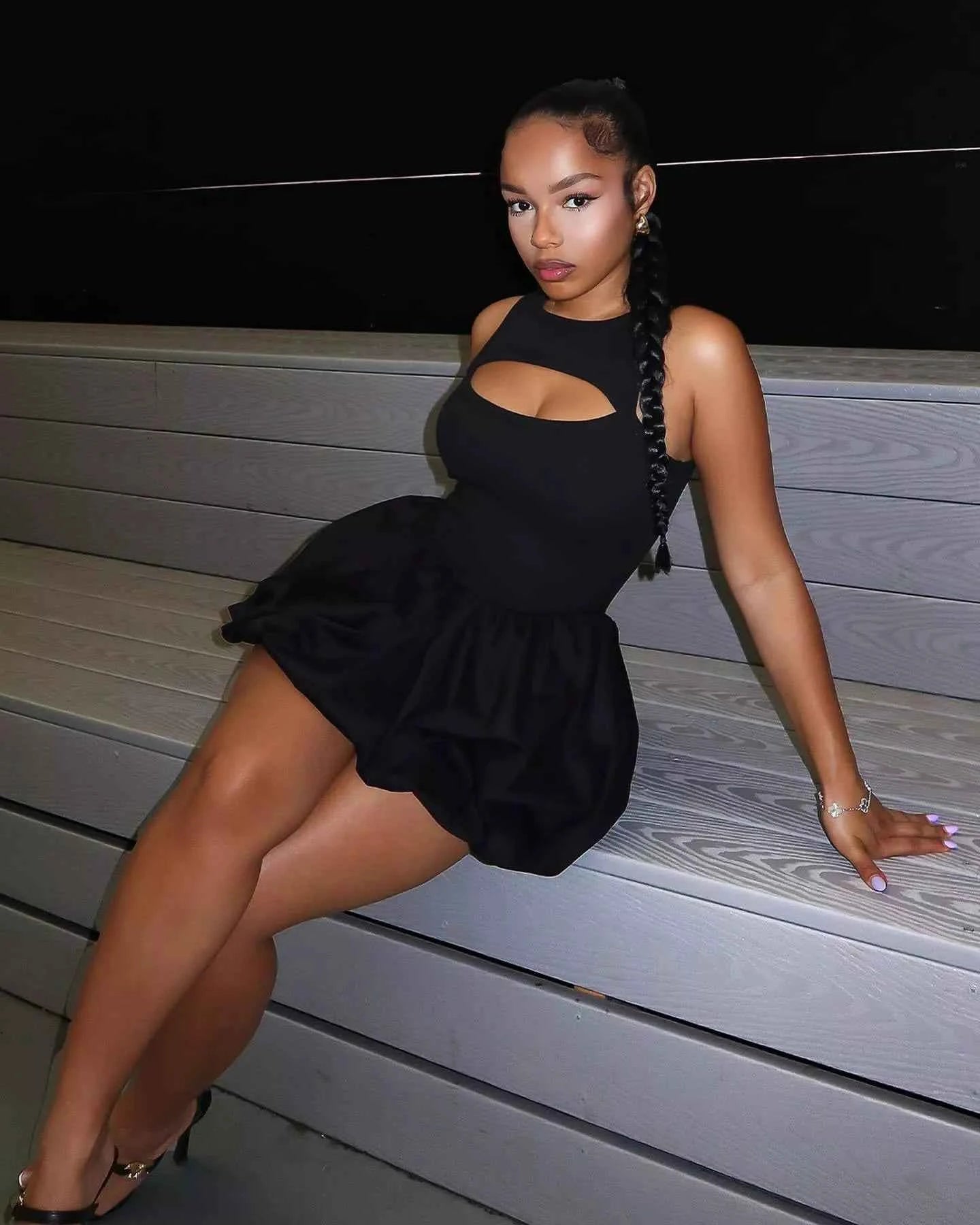 Cut-out Bubble Hem Dress