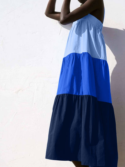Color Block Wide Strap Dress